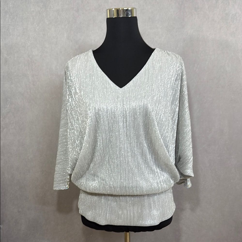 MSK
Split-Sleeve Metallic Blouson Top